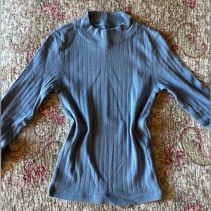 American Eagle baby blue pointelle mock neck long sleeve top.